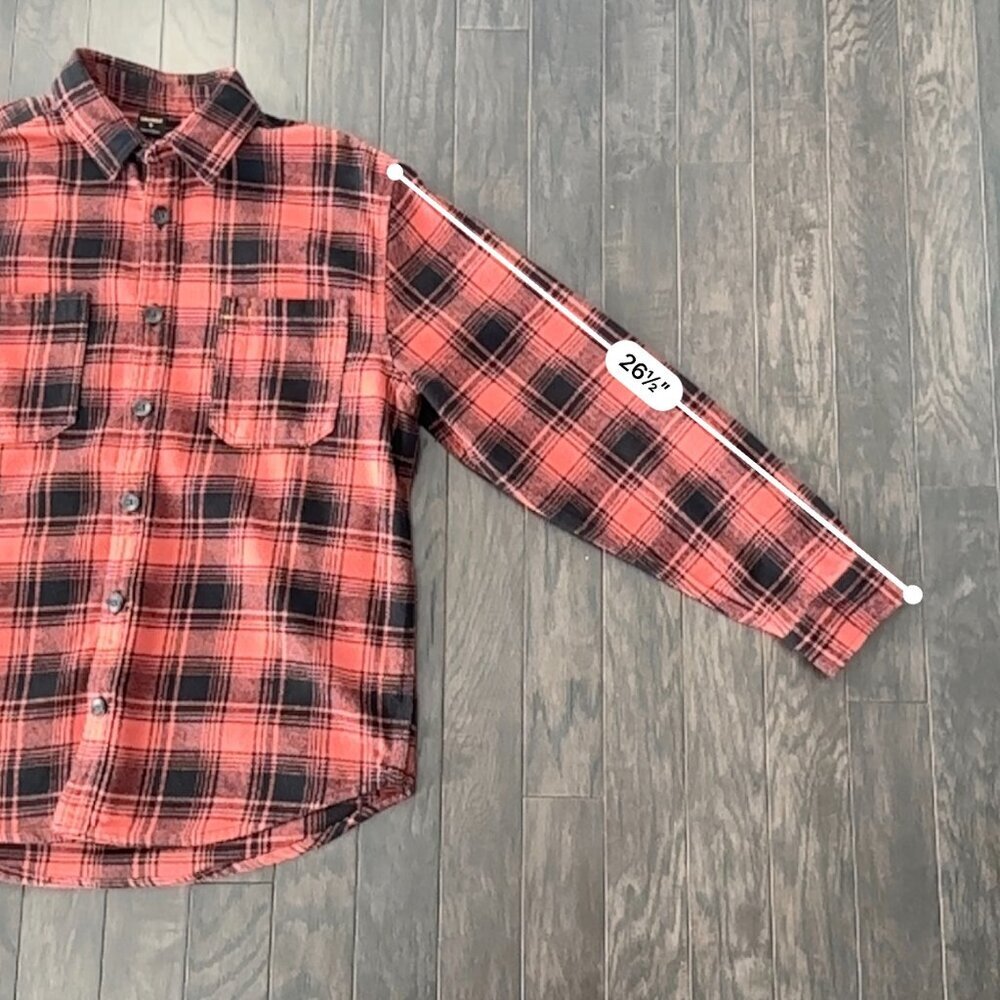 Orange & Black Brahma Medium Flannel Shirt  100% Cotton - Picture 5 of 12